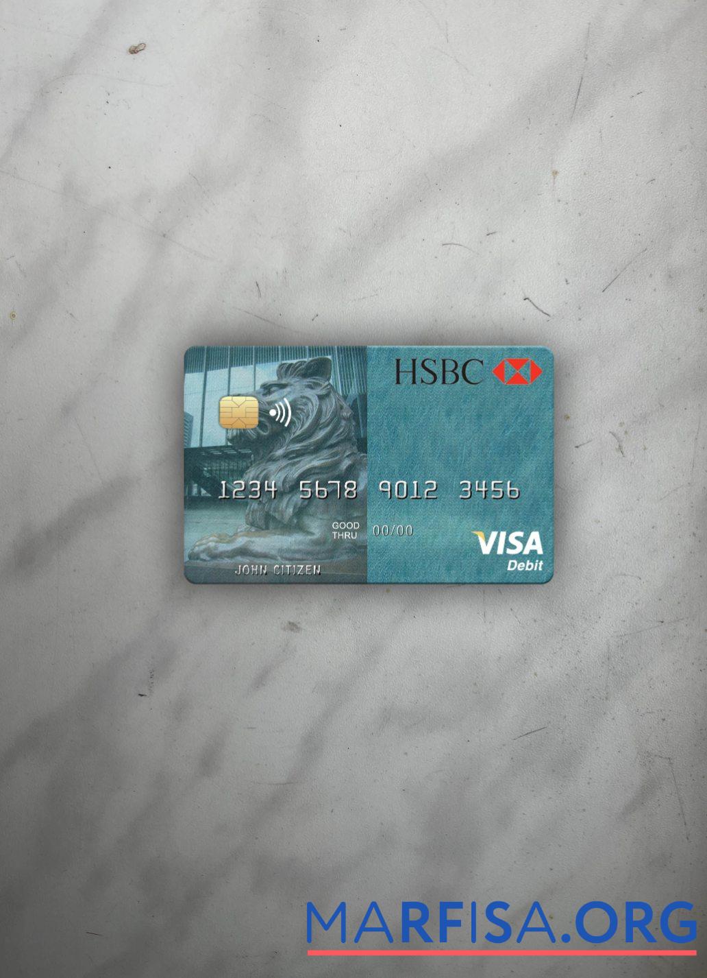 Downloadable Mauritius HSBC Bank visa debit card photolook front real example